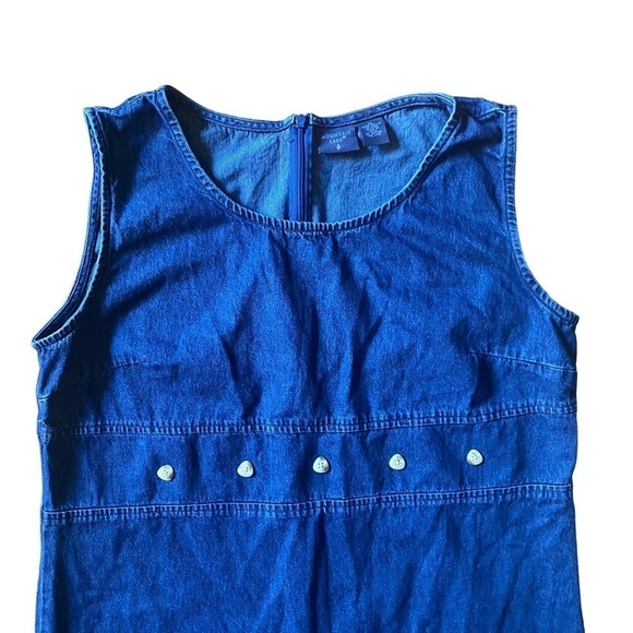 Vintage 90’s y2k Mountain Lake Cotton Denim Jumper Overall Maxi Dress Size XL - Picture 4 of 11